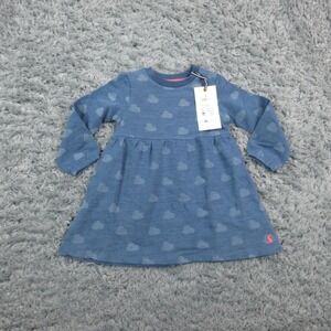 Joules Dress Baby Girls 12-18 Months Blue Denim Cloud Long Sleeve Darcie NWT